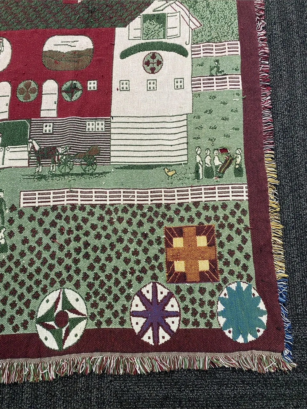 Vintage Throw Blanket Tapestry Manual Woodworkers And Weavers Horse Farm Barn